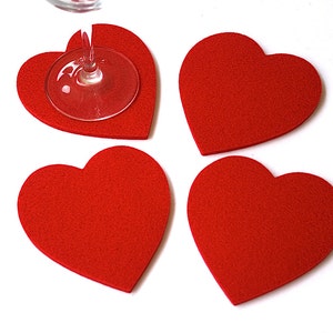 Valentine&#39;s Day Gift Wool Felt Coasters 7th Seventh Anniversary Romantic Dinner Gift for Her Gifts 5MM Thick