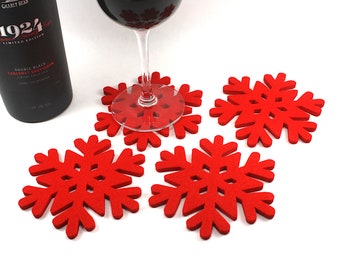 Snowflake Wool Felt Coasters for Drinks