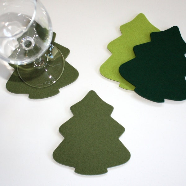 Hostess Gift Log Cabin Decor Coasters Rustic Lodge Ski House Decorations Party Tree Holiday Tabletop 5MM Merino Wool Felt