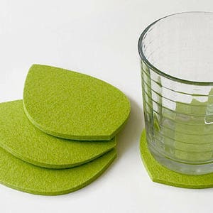 Leaf Wool Felt Drink Coasters 5mm Thick Merino Wool Felt Coaster Set for Drinks