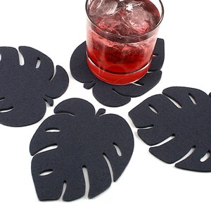 Monstera Leaf Merino Wool Felt Coaster Set