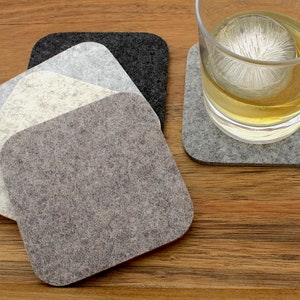 Neutrals Square Felt Coasters, Absorbent Wool Felt Drink Coaster Set 5m Thick