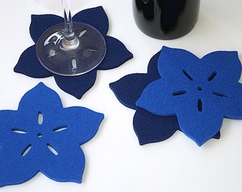 May Flowers Merino Wool Felt Flower Coasters
