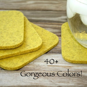 Wool Felt Coasters Set 4 Inch Square Merino Wool Felt Coasters for Drinks