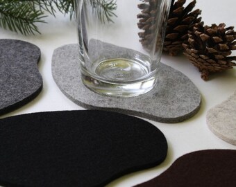 Cool Drink Coasters Wabi Sabi Secret Pond Organic Shape Rustic Home Decor Log Cabin Lake House Gift Decorations Felt Unique Shaped Coaster