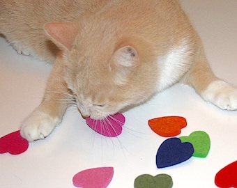 Cat Toys, 100% Merino Wool Felt Heart Cat Toy With or Without Catnip Toys for Cats Natural