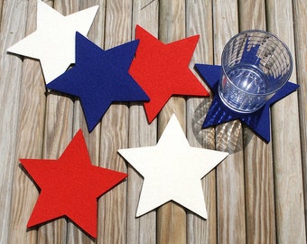 Fourth of July Star Drink Coaster Set Coasters for Drinks Housewarming Hostess Gift 4th of July Independence Day Patriotic Decor Decorations