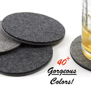 Wool Felt Coasters Set , 4 inch Round 5mm Thick Merino Wool Felt Drink Coaster Eco Friendly Barware