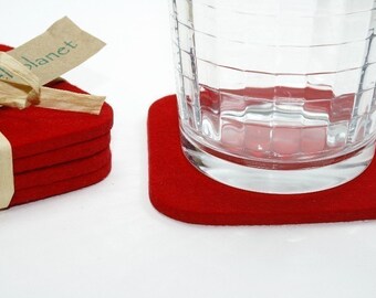 4 Inch Square Wool Felt Drink Coaster Set 5mm Thick Merino Wool Felt Fabric Coasters for Drinks Eco Friendly Gift