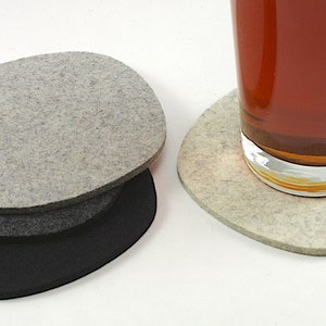 Cobblestones II Large  Coaster Set, Merino Wool Felt Man Cave Coasters