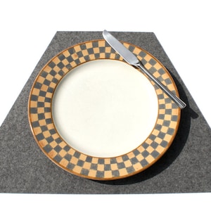 Trapezoid Wedge Placemat: Modern Minimalist 3mm Merino Wool Felt