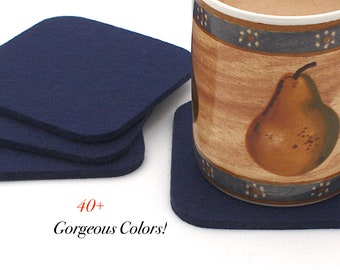 4" Square Wool Felt Coasters, Absorbent Drink Coaster Set, 5mm Thick