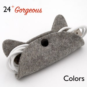 Cat Head Cord Keeper, Merino Wool Felt Cable Organizer