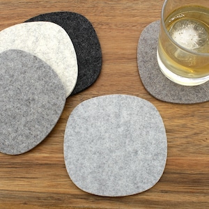 Neutrals Cobblestones II Felt Coasters, Absorbent Merino Wool Felt Drink Coaster Set 5mm Thick