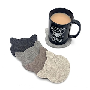 Cat Coasters Wool Felt Drink Coaster Set