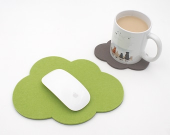 Cloud Computer Mouse Pad and Cloud Coaster Mousepad Mouse Mat Unique Coworker Gift