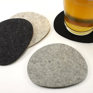 Pebble Wool Felt Coasters Set 5mm Thick