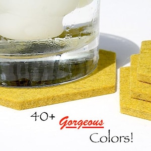 Wool Felt Hexagon Table Coasters, 4&quot; Cup Coaster Set in 5mm Thick Merino Wool Felt