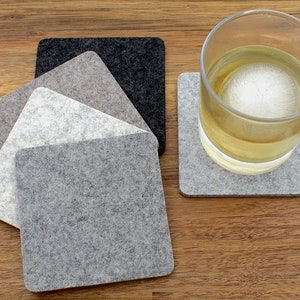 Wool Felt Elegant Cut Square Felt Coasters, Absorbent Merino Wool Felt Coaster Set 5mm Thick