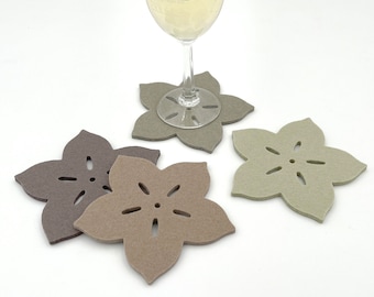 Mother's Day Gift Merino Wool Felt Flower Coasters 5mm Thick