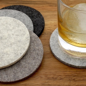 Wool Felt Coasters, Round Absorbent Merino Wool Felt Drink Coasters 5mm Thick