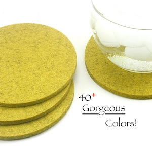 Felt Coasters, 4 Inch Round 5mm Thick Merino Wool Felt Drink Coaster Set