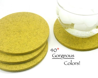 Felt Coasters, 4 Inch Round 5mm Thick Merino Wool Felt Drink Coaster Set