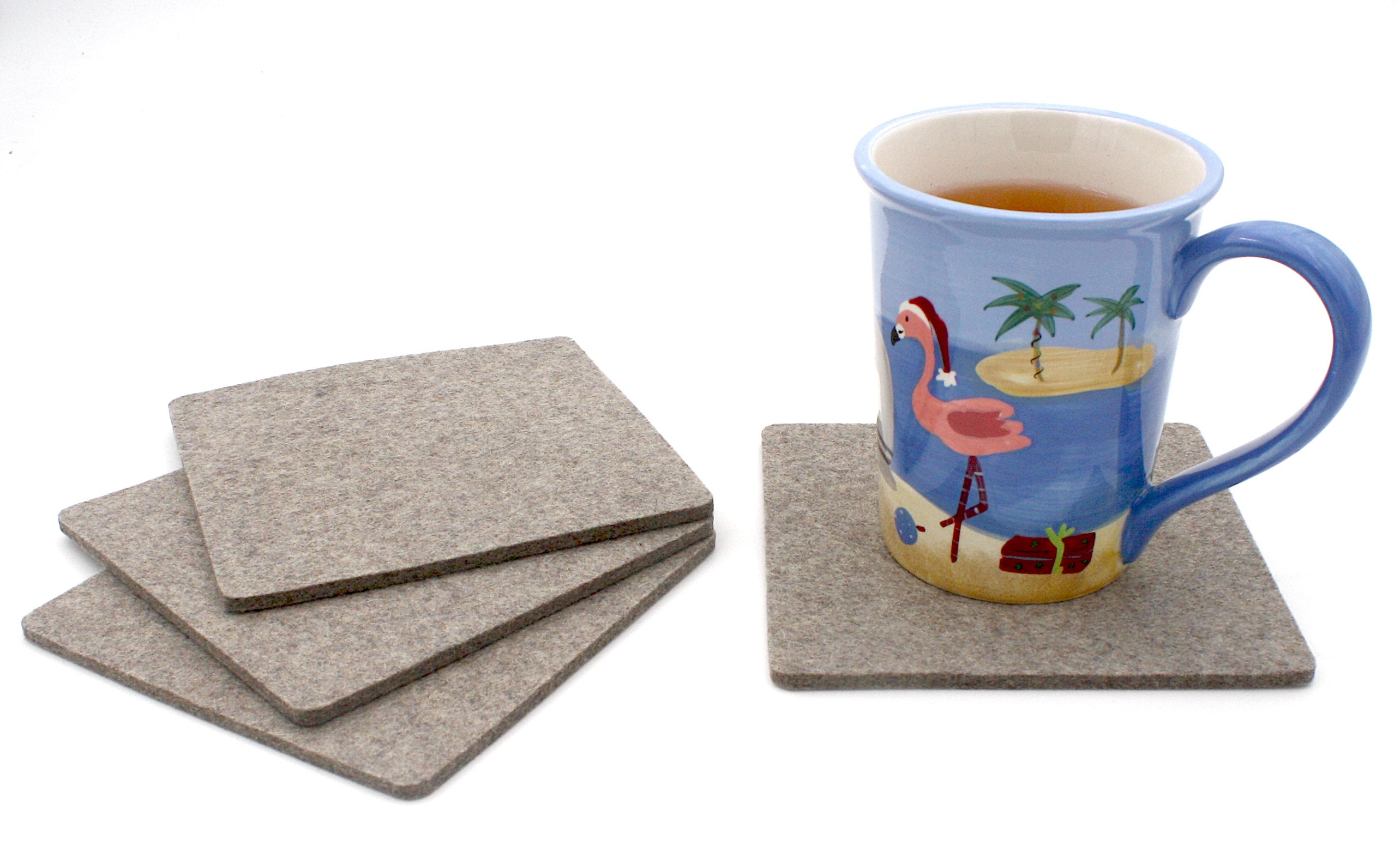 6 Inch Square Extra Large Wool Felt Coasters Set