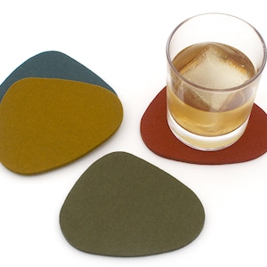 Felt Coasters Mid Century Modern Merino Wool Felt MCM Retro Drink Coaster Set 5mm image 1