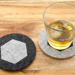 Round Wool Felt Coasters with Premium Cork Backing