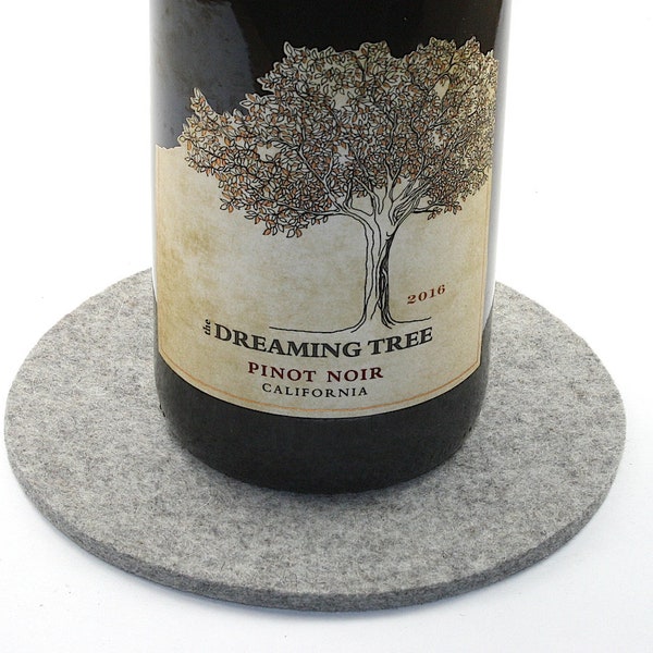 6 Inch Round Merino Wool Felt Wine Bottle Coaster