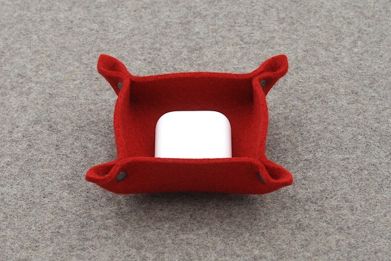 Merino Wool Felt Earbud Holder Valet Tray
