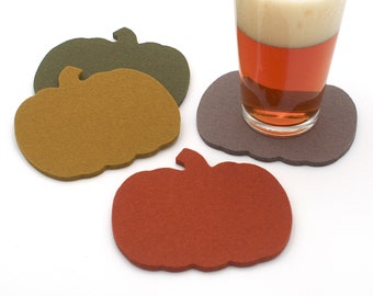Thanksgiving Felt Pumpkins Coasters 5mm Thick Merino Wool Felt Coaster Set Autumn Fall Decor