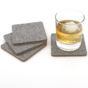 Premium Cork Backed Merino Wool Felt Coasters Square Coaster Set