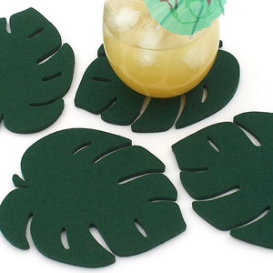 Wool Felt Coasters Set Summer Party Decor Monstera Leaf Drink Coaster
