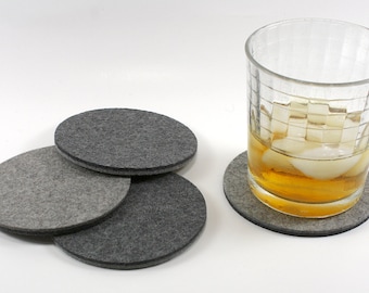 4" Felt Coasters, Round Wool Coasters for Drinks, 5MM Thick Merino Wool Felt, Modern Furniture Coaster Set