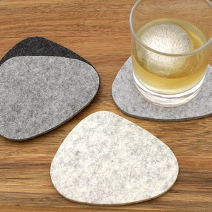 Felt Coasters Set Mid Century Modern  Merino Wool Felt 5mm Thick MCM Coaster