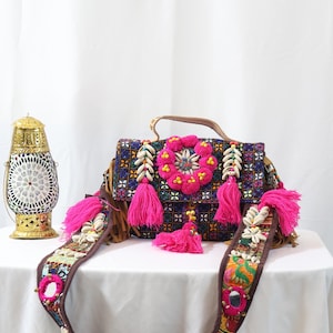 Handmade Multicolor Boho bag with Shells (Heavy Belt) | Afghan bag| Banjara Bag|indian bag | Sling Bag | Shoulder Bag | Shell Bag | Boho Bag