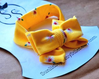 Daisy Sunburst: Baby Headband | Slip-On Headwrap | Yellow Floral Bow | Infant & Child Accessories | Summer Style