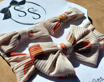 Rainbow Bliss: Boho Headwrap Bow | Baby Headband | Pigtail Bows | Matching Bow Set | Baby & Toddler Accessories | Hand-Tied Bows