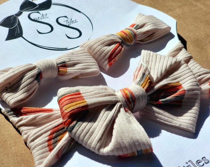 Rainbow Bliss: Boho Headwrap Bow | Baby Headband | Pigtail Bows | Matching Bow Set | Baby & Toddler Accessories | Hand-Tied Bows