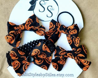 The Jack Pack: Halloween Bow Collection | Jack-o’-Lantern Hair Bows | Fall Accessories | Baby & Toddler | Matching Hair Clips