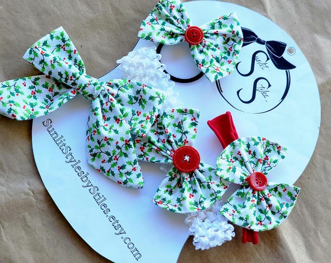 Merry Mistletoe: Christmas Hair Accessories | Holiday Bows |Toddler Clips | Baby Girl Headband | Newborn Photography | First Christmas