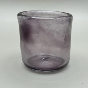Votive Candle Holder | One-of-a-kind Hand Blown Glass | Smokey Purple Translucent Color