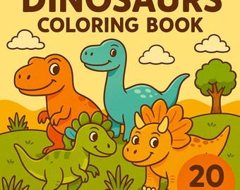 Dinosaur Coloring Book for Kids: 20 Printable Pages (Ages 3-6) (PDF Download)
