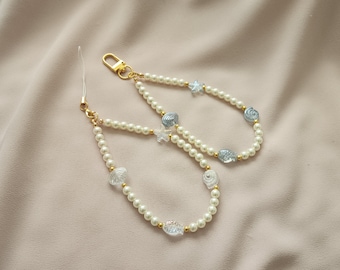 Ocean Beaded Wristlet: Boho Phone Charm, Key Chain