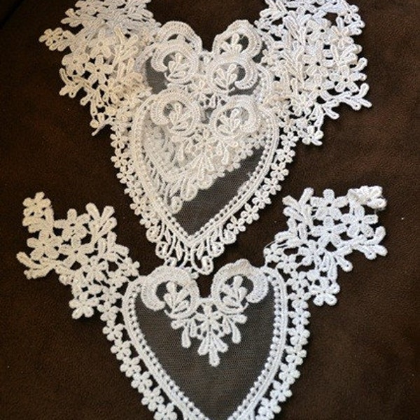 4 heart shaped fabric doilies