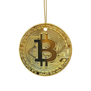 Bitcoin BTC Christmas Ornament, Circle Shape - Cryptocurrency Decor, Blockchain Art, Crypto Logo, Holiday Gift