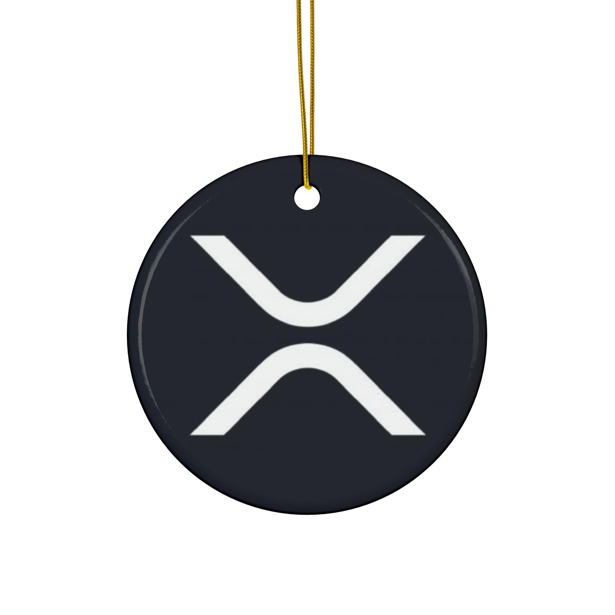 リップル XRP クリスマスオーナメント、円形 - 暗号通貨の装飾、ブロックチェーンアート、暗号通貨のロゴ、ホリデーギフト