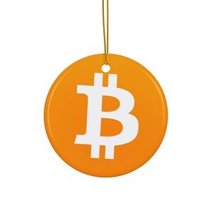 Bitcoin BTC Christmas Ornament, Circle Shape - Cryptocurrency Decor, Blockchain Art, Crypto Logo, Holiday Gift